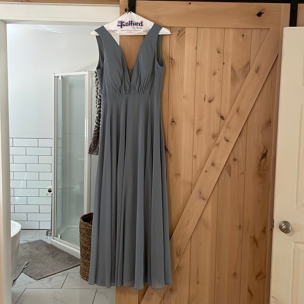 Jenny Yoo Ryan Bridesmaid dress in color Mayan Blue, size 12